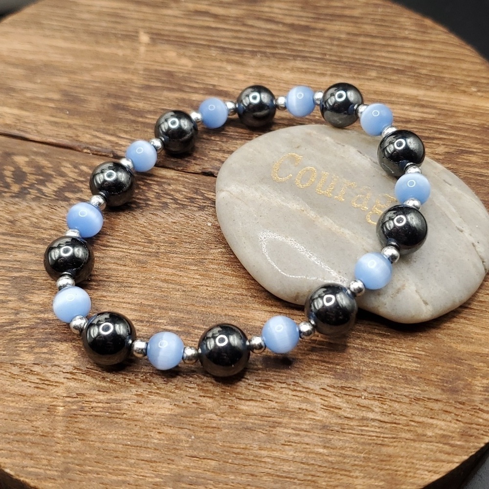 B3122 black pearl and Moonstone bracelet‎